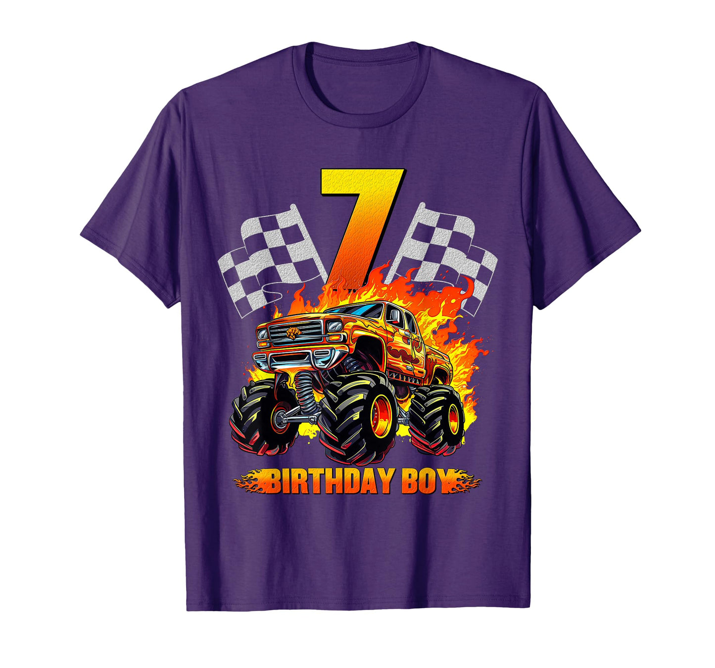 7 Year Old Birthday Monster Truck 7th Birthday Boy Kids T-Shirt