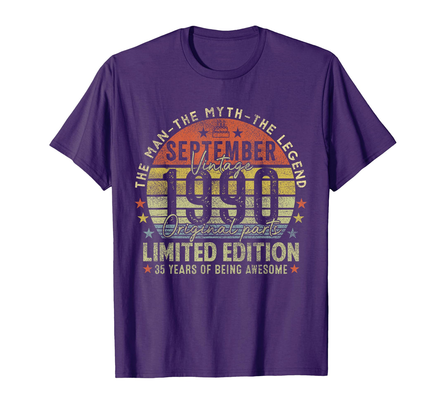 35th Birthday Gifts Vintage September 1990 35 Years Old Men T-Shirt