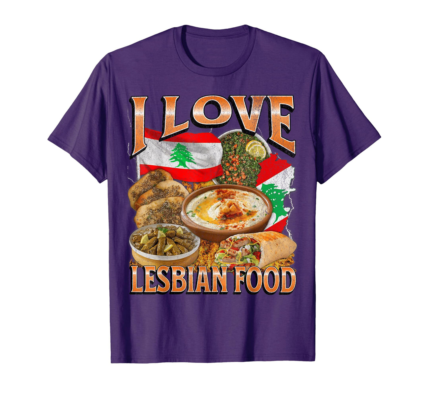 I Love Lesbian Food Funny Lebanese Food Meme Bootleg T-Shirt