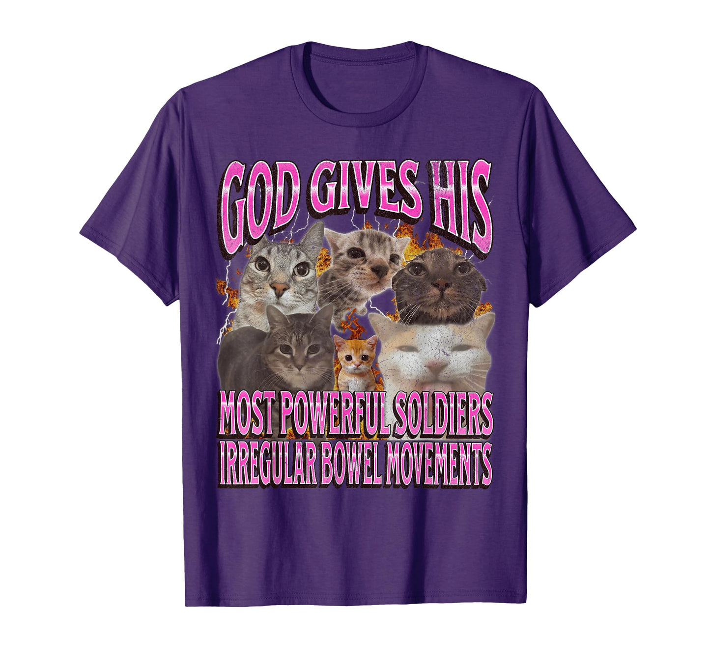 Gods Most Powerful Irregular Bowel Movements Funny Cat Meme T-Shirt
