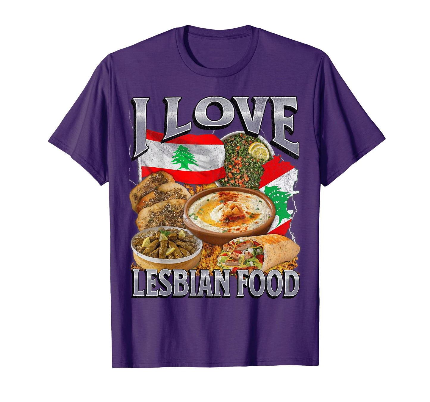 I Love Lesbian Food Funny Lebanese Food Meme Bootleg T-Shirt