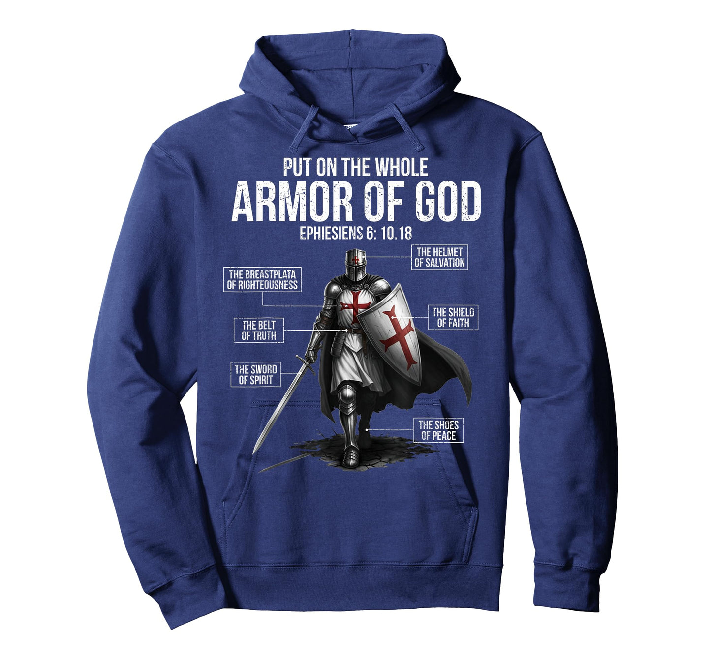 Full Armor of God Men Women Kids Christian Bible Verse T-Shirt - Hoodie | Navy
