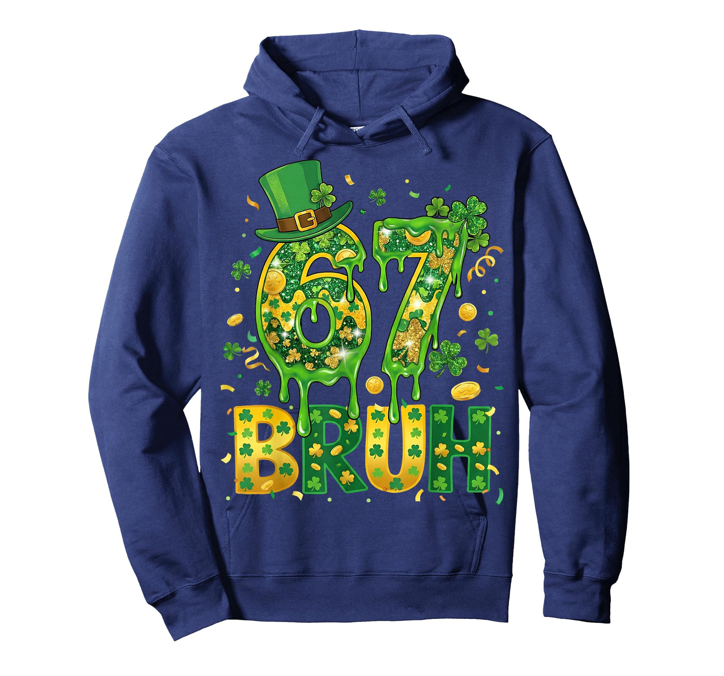 Six Seven Bruh St Patricks Day Boys Kids 67 St Paddys Day T-Shirt - Hoodie | Navy