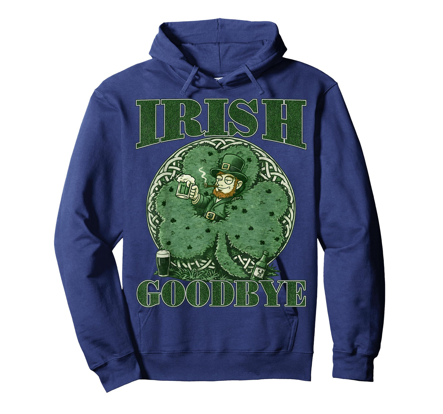 Irish Goodbye St Patricks Day Funny Leprechaun Graphic Tee T-Shirt - Hoodie | Navy