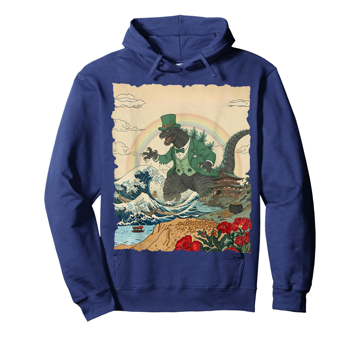 St Patricks Day Kaiju Monster Vintage Japanese Art Kaiju T-Shirt - Hoodie | Navy