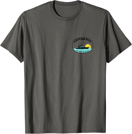 (2 Sided Print) Captain Dad My Boat My Rules Yacht Boating T-Shirt