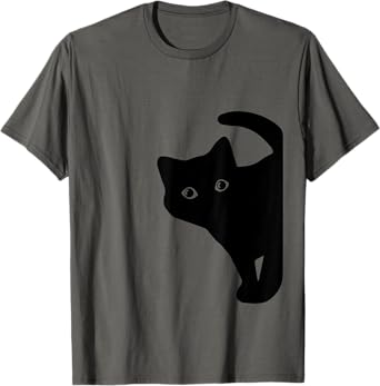 Peeking Cute Black Curious Kitten Men Women Kids Boys Girls T-Shirt
