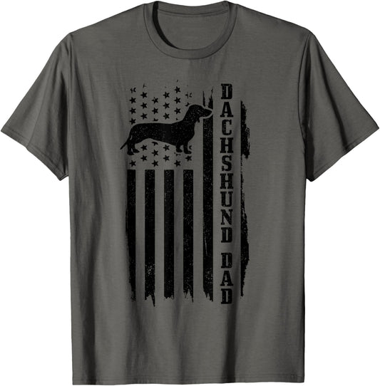 Dachshund Dad Vintage American Flag T-Shirt