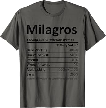 MILAGROS Nutrition Personalized Name Funny Christmas Gift T-Shirt