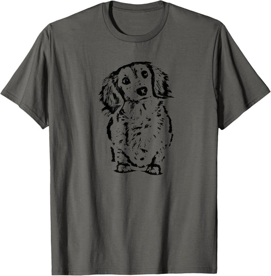 Long Hair Dachshund Lover Doxie Mom Dad Cute Wiener Dog T-Shirt