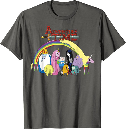 Adventure Time Classic Rainbow Unicorn Group Shot T-Shirt