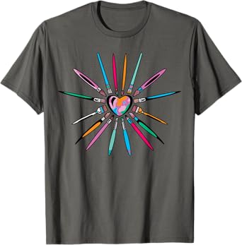 Cool Brush Heart Shape Art Teacher Paint for Artist Painter Men Women Kids T-Shirt