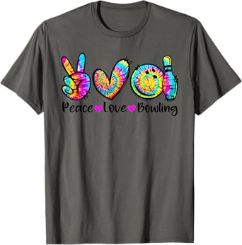 Peace Love Bowling Tie Dye Bowler Men Women Kids Funny T-Shirt