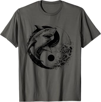 Yin And Yang Shark - Vintage Chinese Symbol Shark T-Shirt
