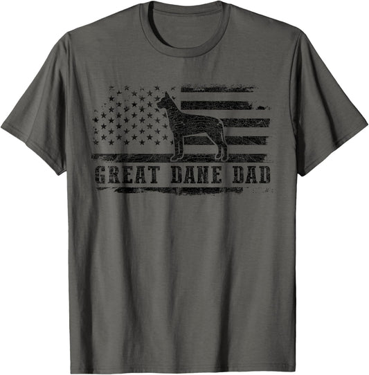 Great Dane Dad Distressed American Flag Patriotic Dog T-Shirt