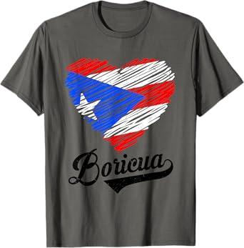 Puerto Rico Flag Heart Boricua Women Rican Hispanic Heritage T-Shirt