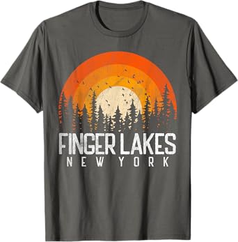 Finger Lakes New York NY Shirt Retro Vintage 80s 90s T-Shirt