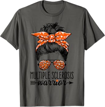 Womens MS Warrior Messy Bun - Multiple Sclerosis Awareness T-Shirt