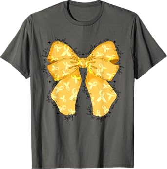 Cute Coquette Bow Together We Fight We Win Childhood Cancer T-Shirt