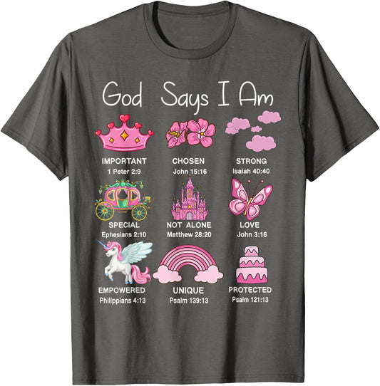 Christian God Say I Am Princess Jesus Kids Teen Girl Toddler T-Shirt