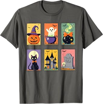 Cute Retro Halloween Cat Ghost Fall & Spooky Season Clipart T-Shirt
