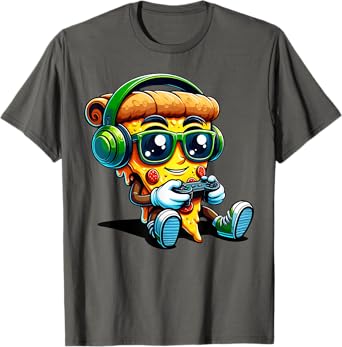 Gamer Pizza Video Gaming Funny Food Games Men Boys Kids Teen T-Shirt
