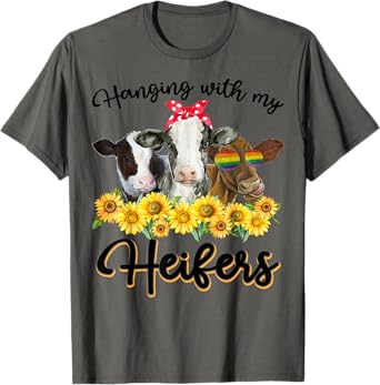 Womens Hanging With My Heifers Funny Cow Lovers T-Shirt