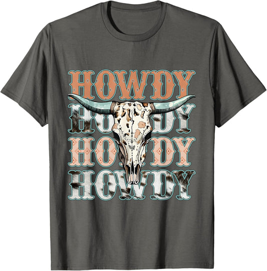 Howdy Southern Western Cow Country Rodeo Cowgirl Vintage T-Shirt