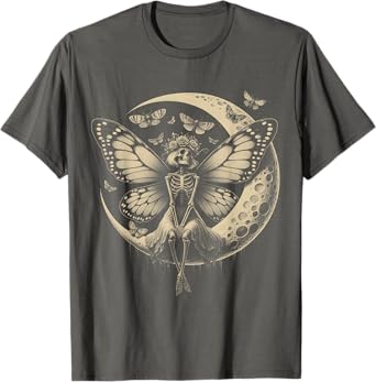 Dark Fairycore Fairy Butterfly Floral Moth Alt Goth Graphic T-Shirt