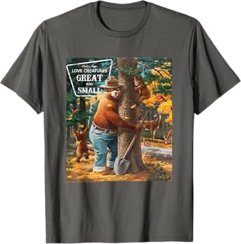 Smokey Bear Love Creatures Great And Small Tree Hug T-Shirt