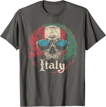 Italian Italy Flag - Skull Skeleton Vintage Country Family T-Shirt