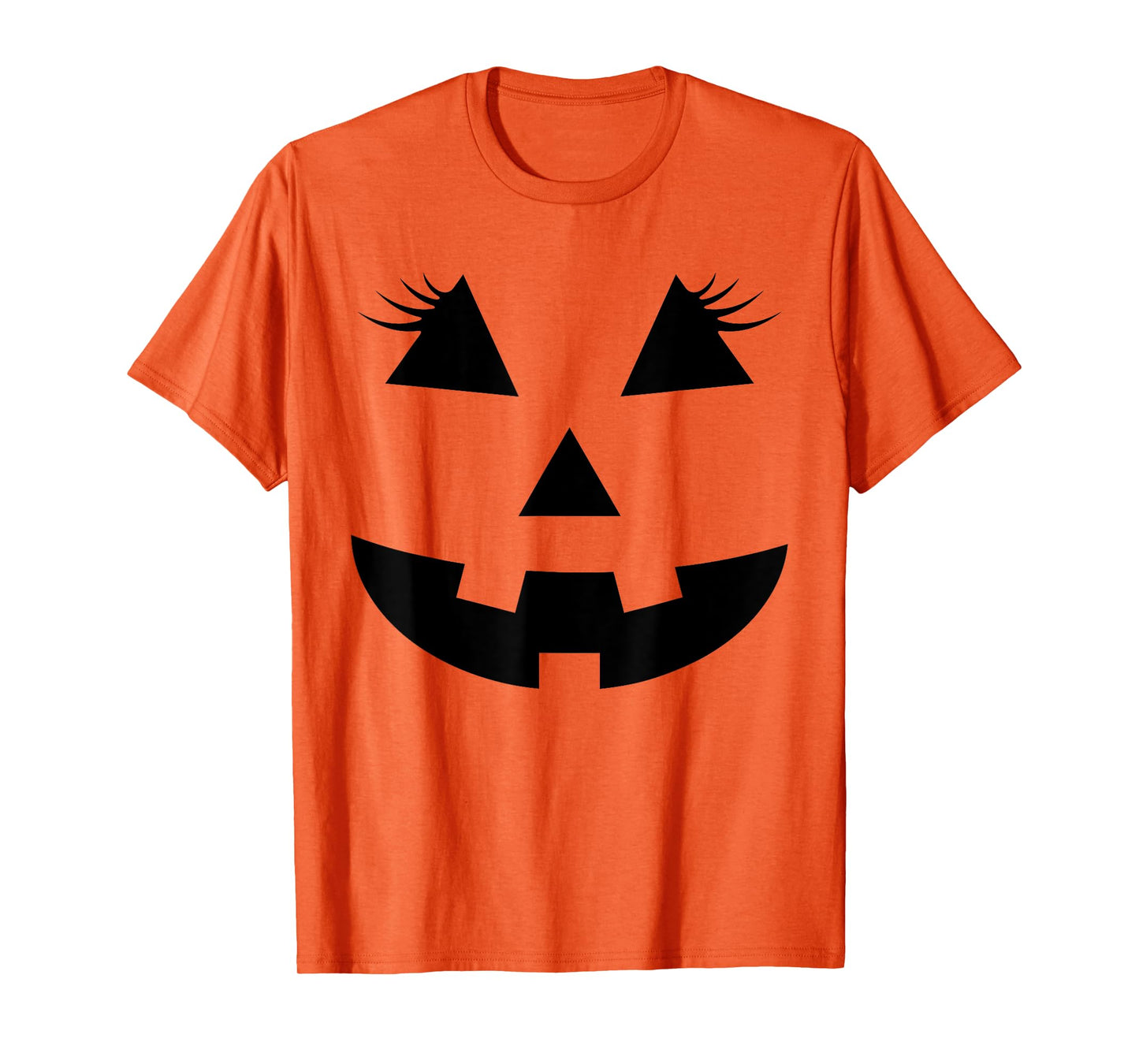 Jack O Lantern Face Pumpkin Eyelashes Hallowen Costume Funny T-Shirt