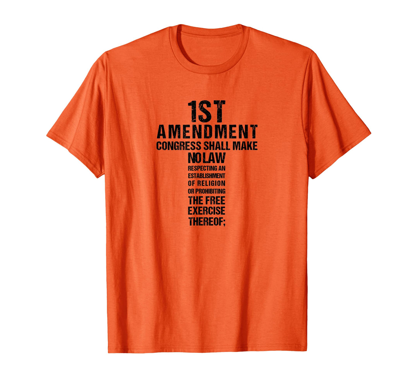 Christian Cross First Amendment Freedom of Religion Word T-Shirt