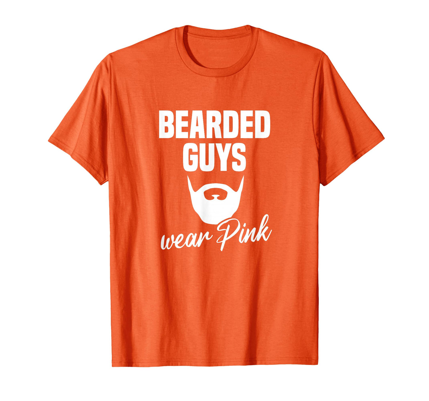Mens Bearded Guys Wear Pink Breast Cancer Awareness T-Shirt