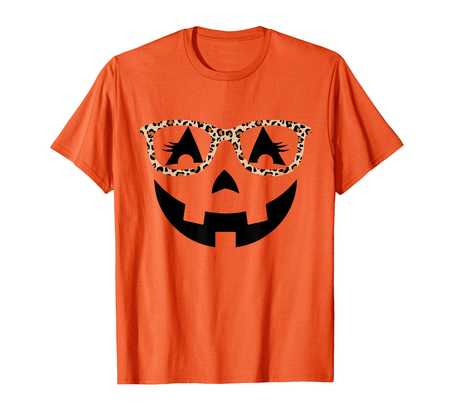 Jack O Lantern With Glasses Shirt Women Halloween Leopard T-Shirt