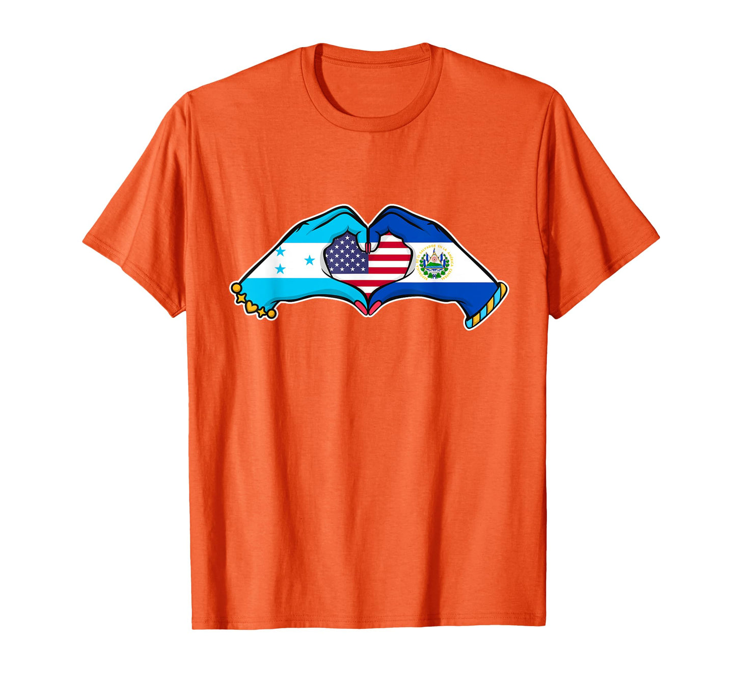 Heart hands El Salvador, Honduras and the USA T-Shirt
