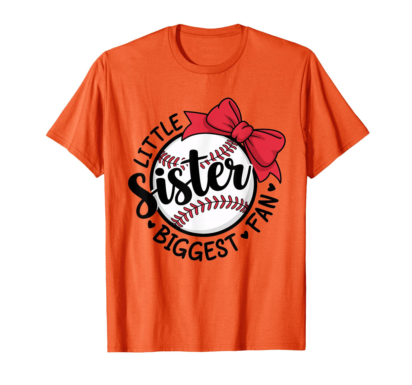 Baseball Little Sister Biggest Fan Bow Baseball Sister T-Shirt
