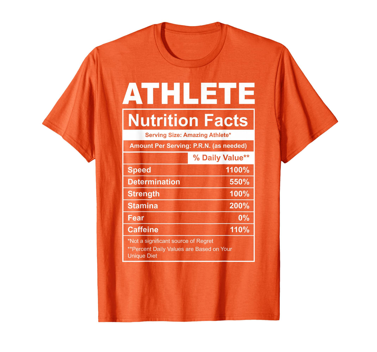 Athlete Nutrition Facts Funny T-Shirt