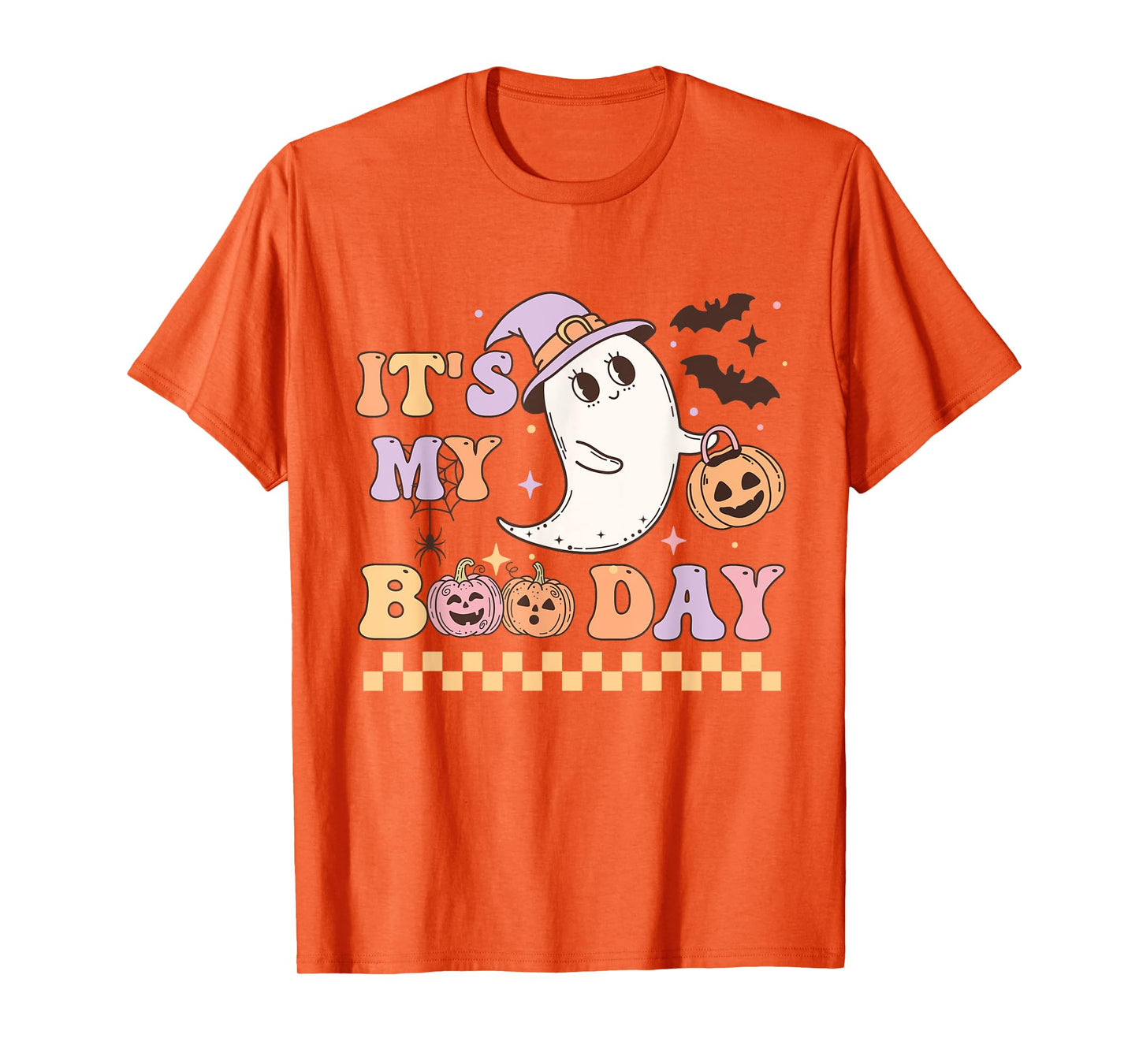 Funny Its My Boo Day Cute Halloween Birthday Ghost Pink Bow T-Shirt