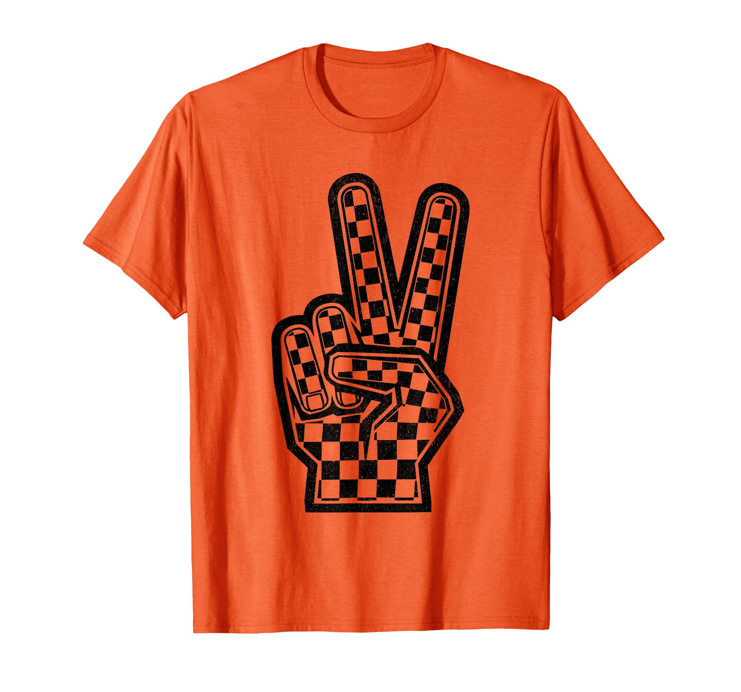 Checkered Peace Sign Shirt Vintage Racing Flag Kids Boy Girl T-Shirt