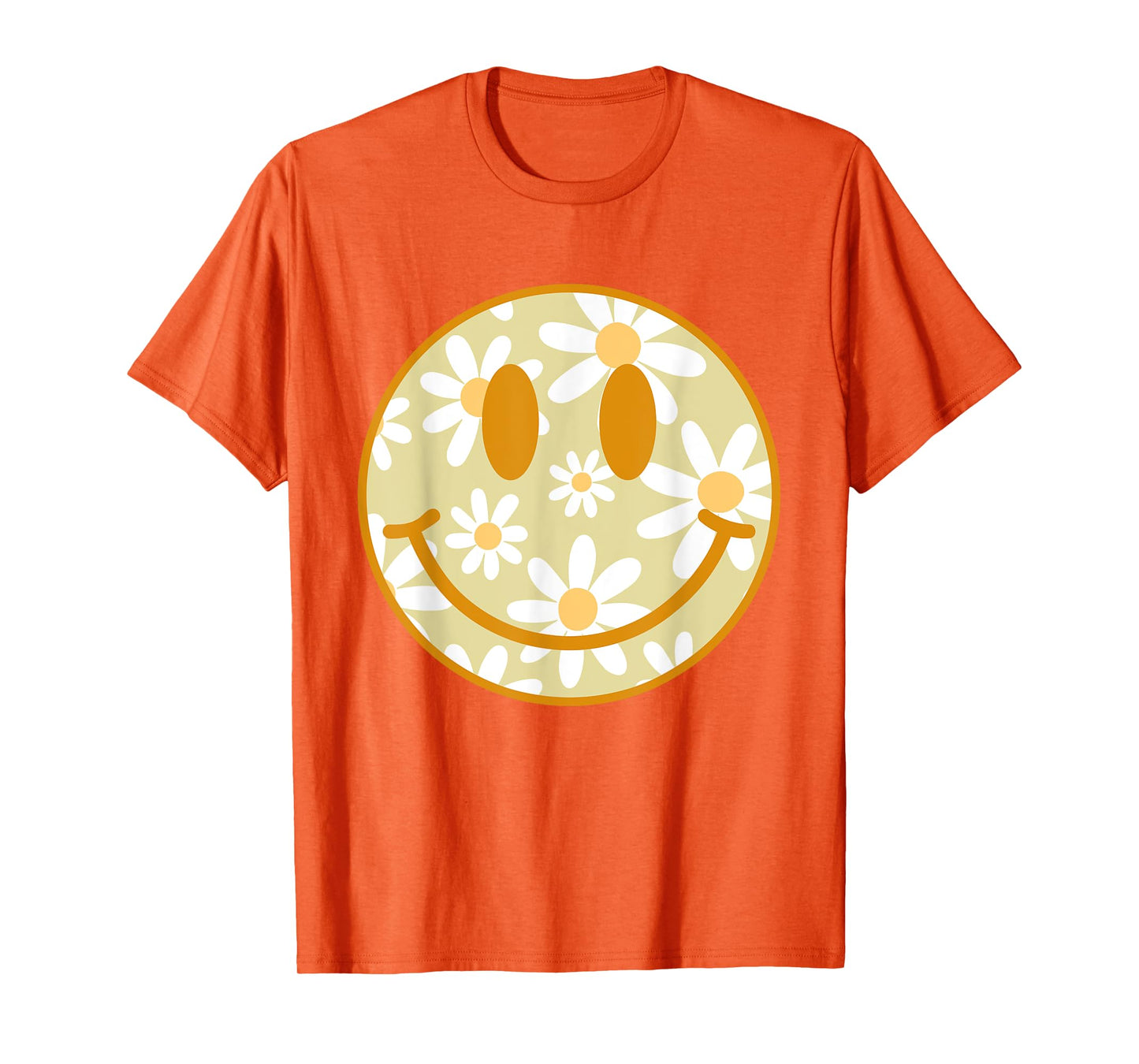 Retro Yellow Happy Face Checkered Pattern Smile Face Trendy T-Shirt