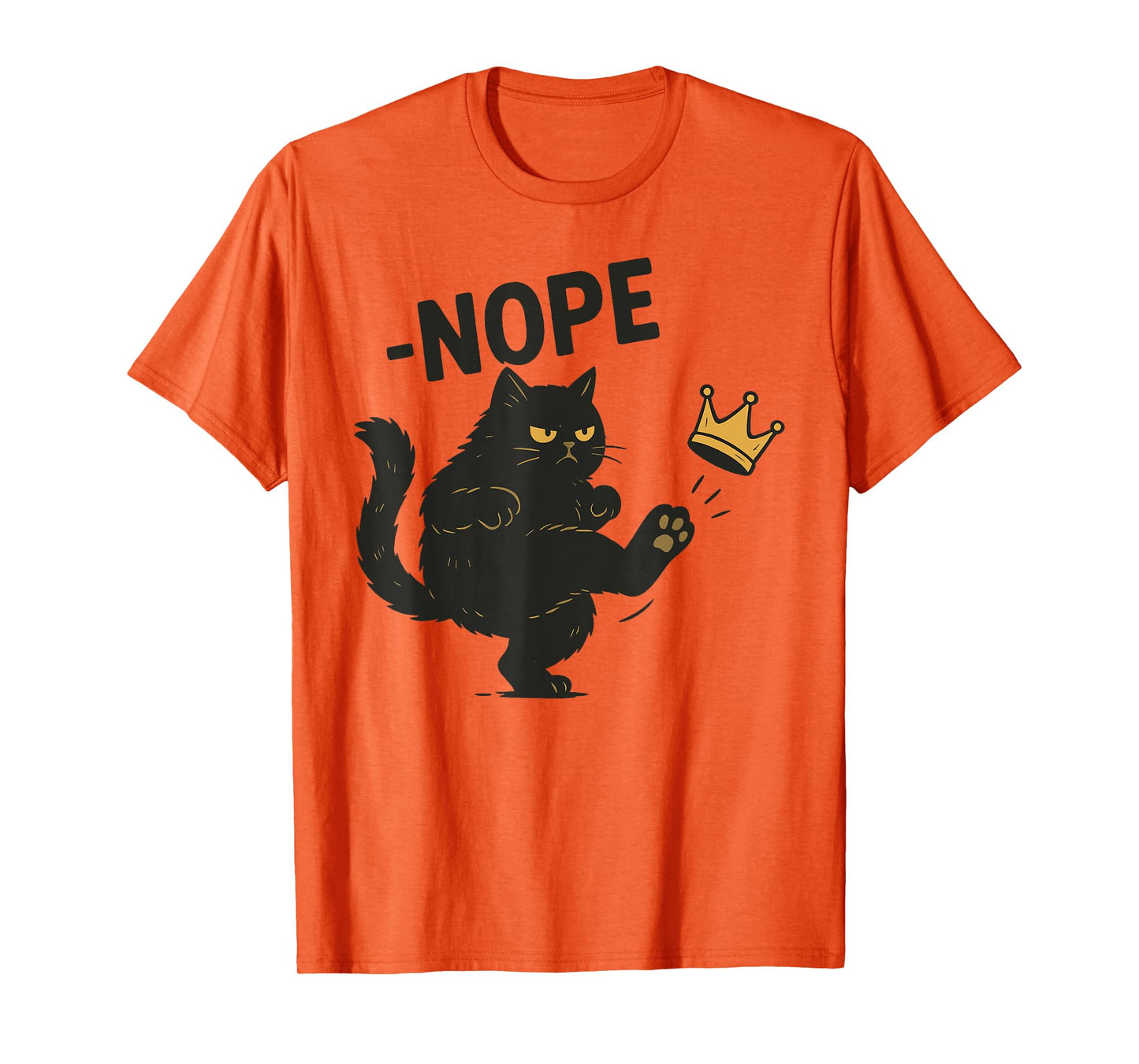 No Kings In America Black Cat Funny Cat Kicking Crown T-Shirt for Men Women