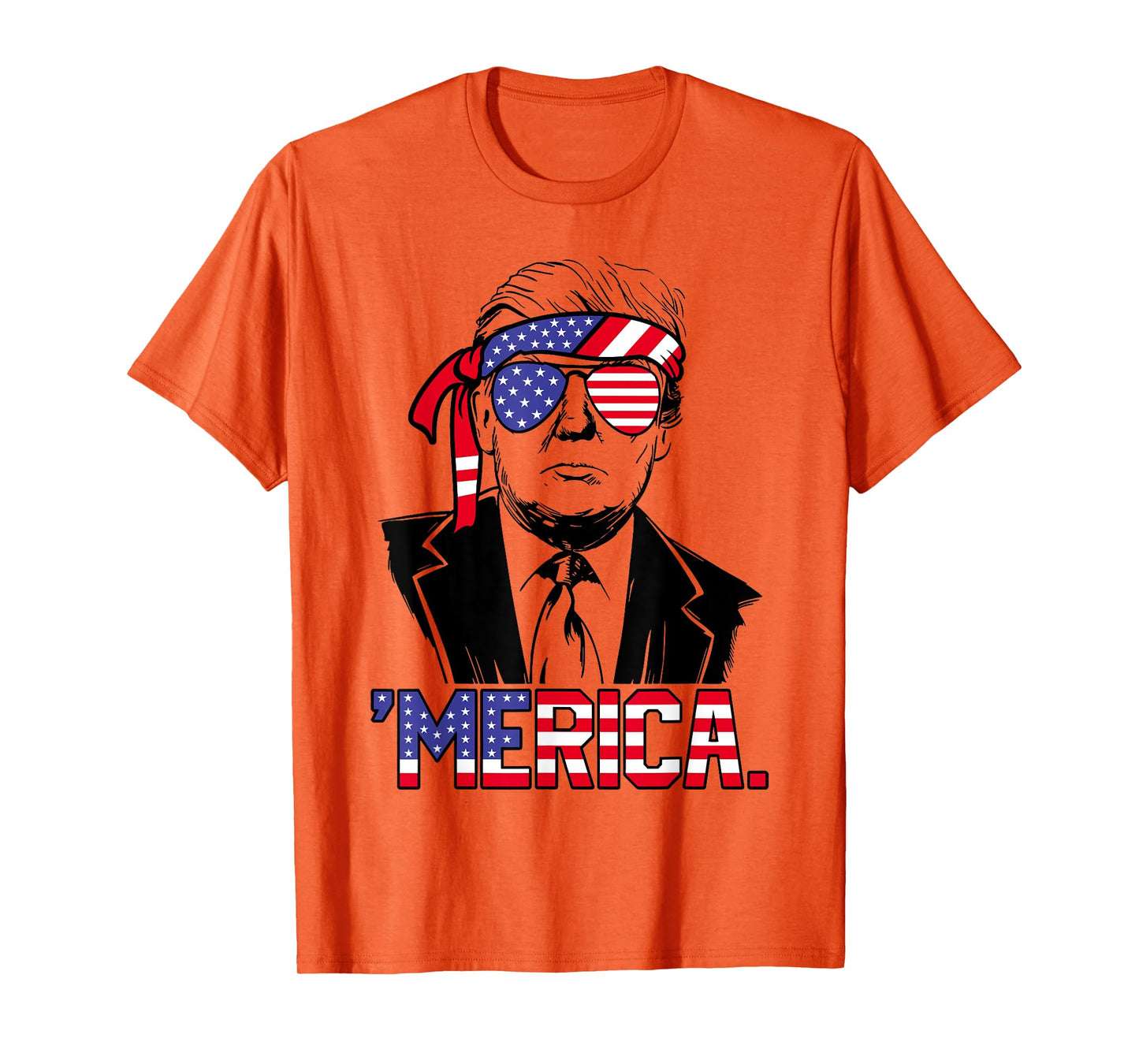 'MERICA TRUMP Happy 4th Of July Trump American Flag T-Shirt