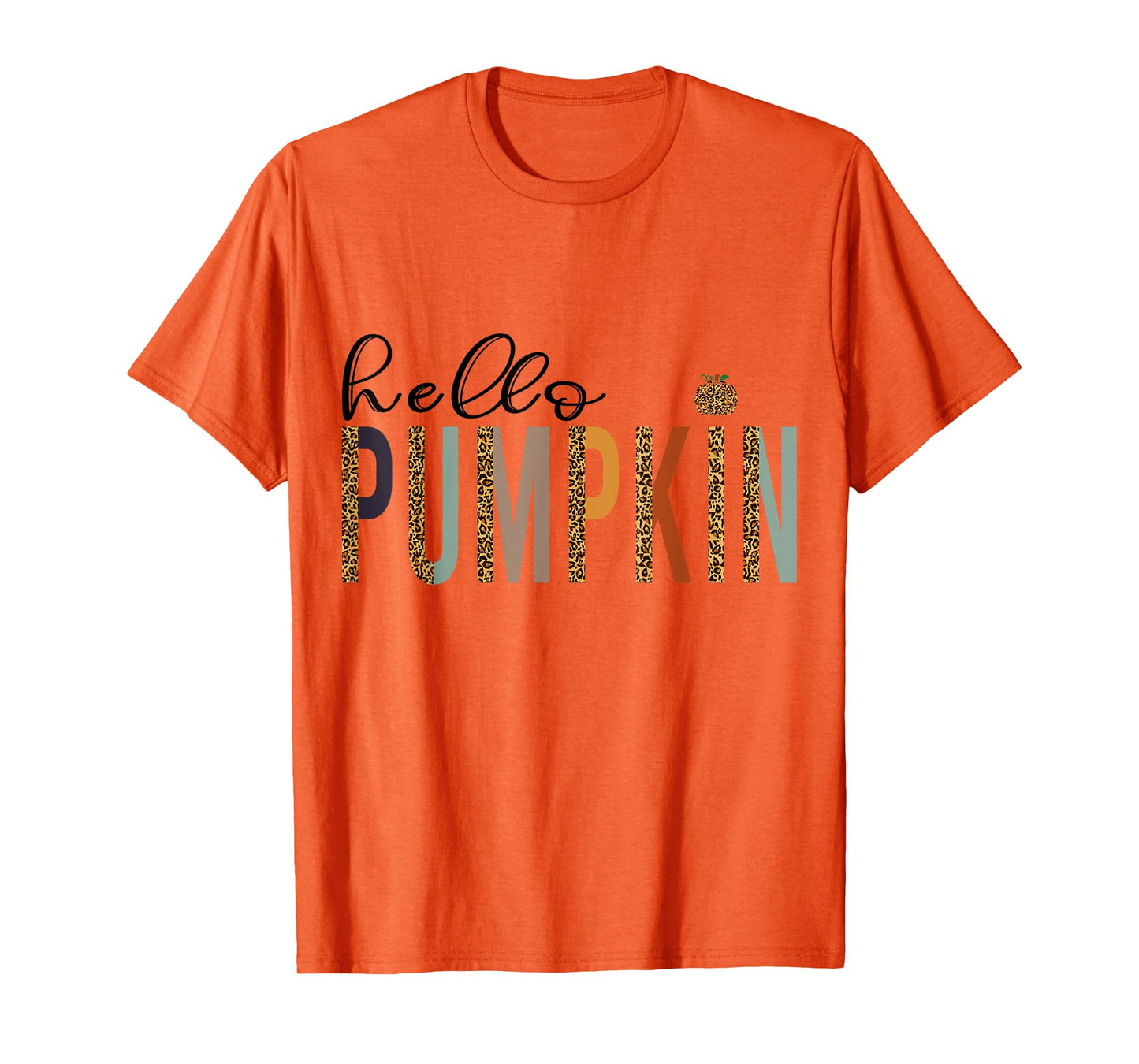 Leopard Pumpkin Hello Pumpkin Graphic Fall Halloween Costume T-Shirt