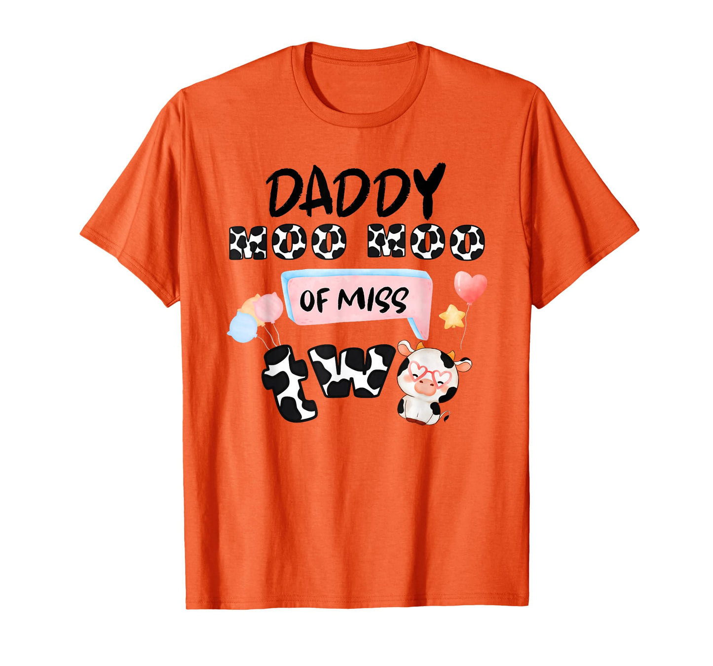 Girl Second Birthday Party Pink Cow Daddy Moo I'm Two Animal T-Shirt