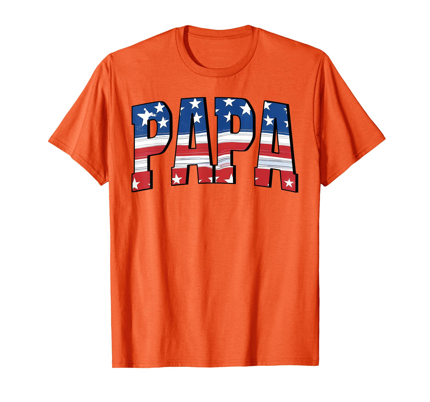 Papa Red White Blue American 4th Of July US Flag Matching T-Shirt