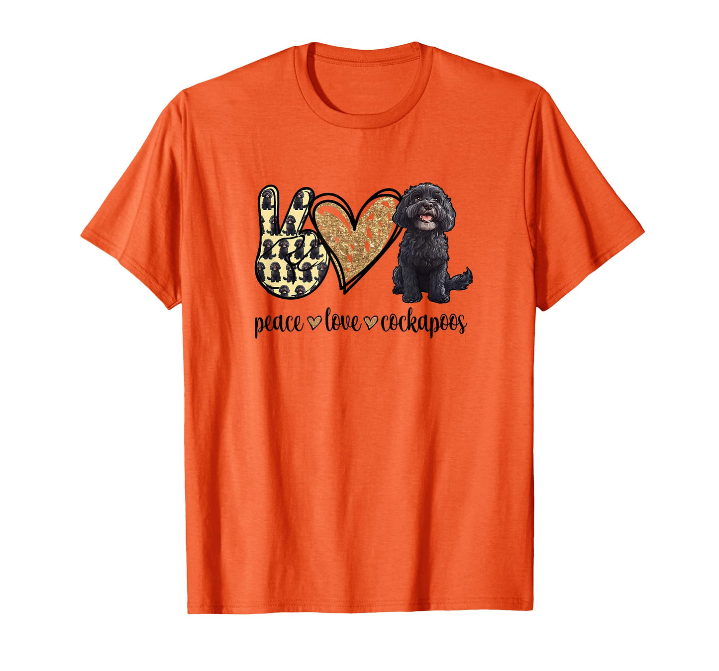 Cute Illustration Peace Love Black Cockapoo Lover T-Shirt