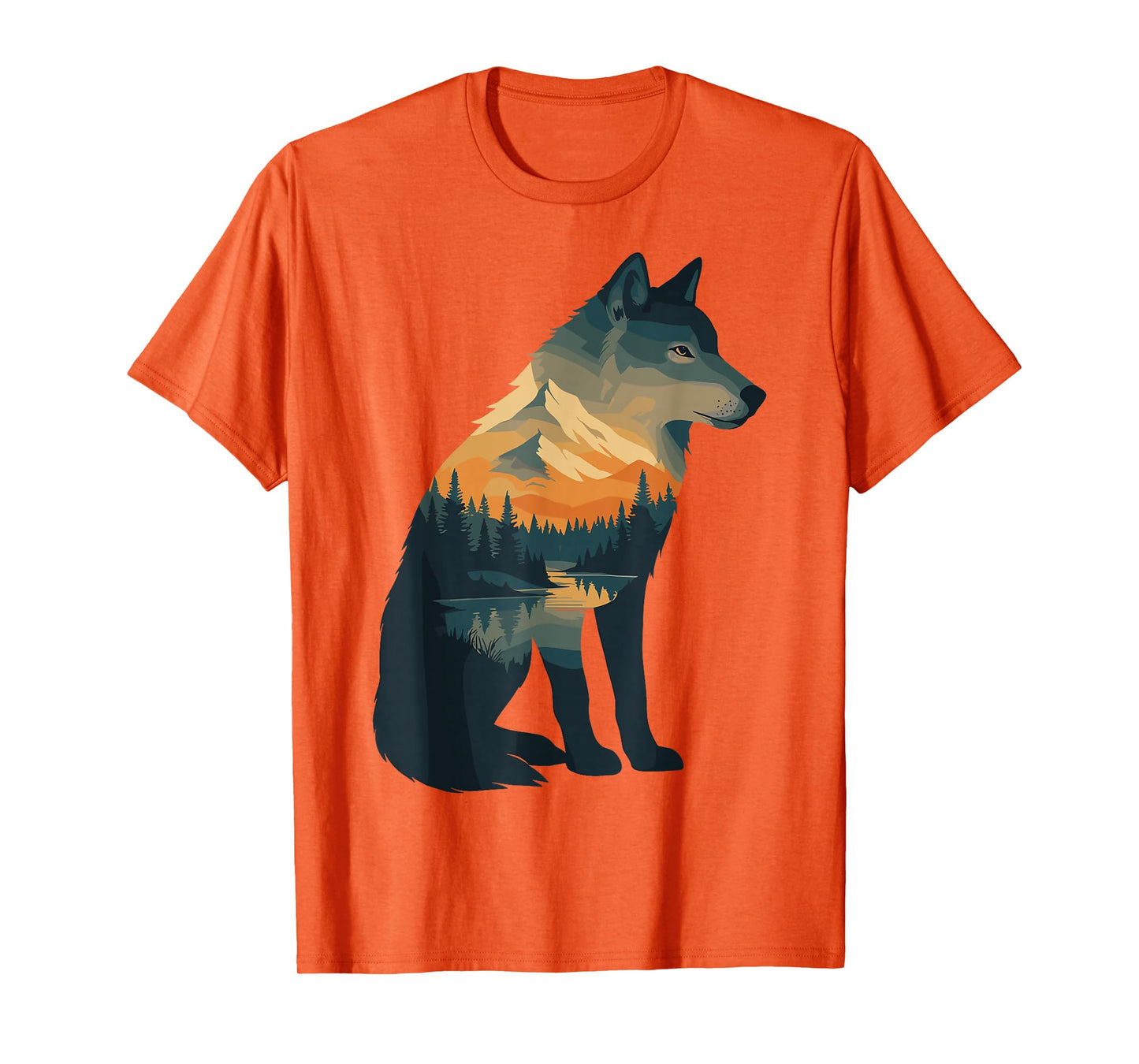 Nature Mountains Adventure Wolf Outdoor Wildlife Forest T-Shirt