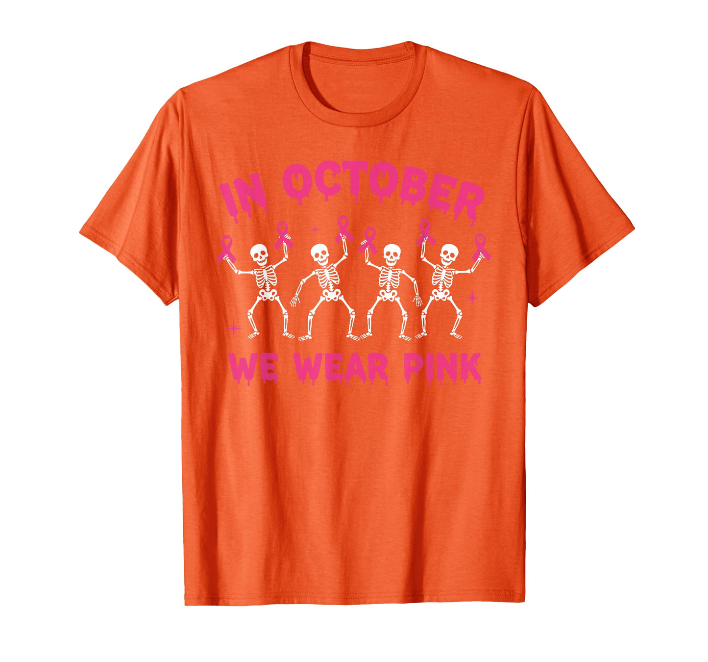 Pink Ribbon Breast Cancer Awareness Skeleton Boys Men Kids T-Shirt