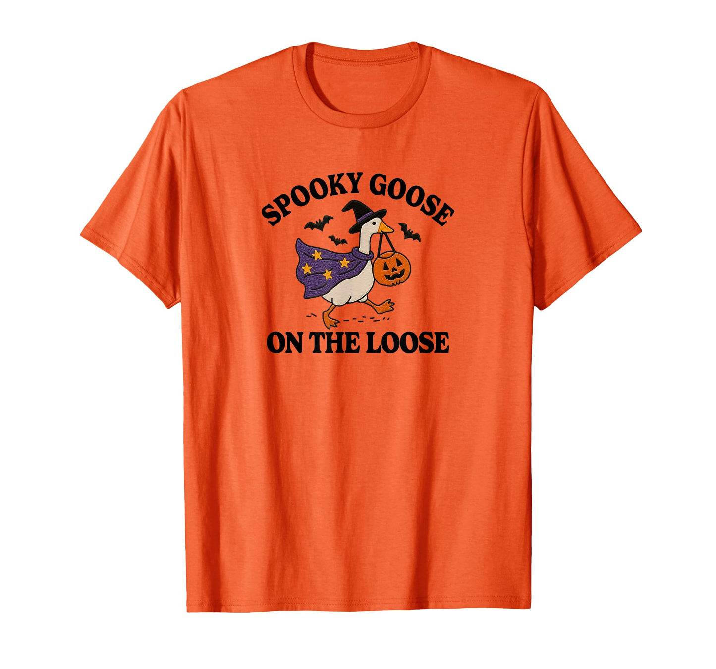 Spooky Goose On The Loose Witch Silly Goose Animal Halloween T-Shirt